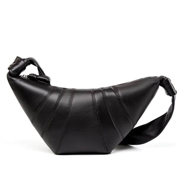 Axelväska, äkta läder, mjuk design, hobo-form,Stor, Fårskinn kaffe