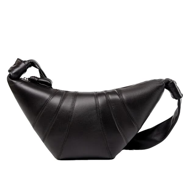 Axelväska, äkta läder, mjuk design, hobo-form,Stor, Fårskinn kaffe