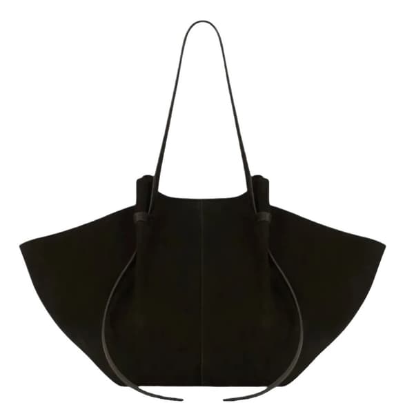 Faux Suede Tote-väska, Vintage Stil, Rymligt Inre, Mjukt Material,svart, (30cmMax Längd50cm)
