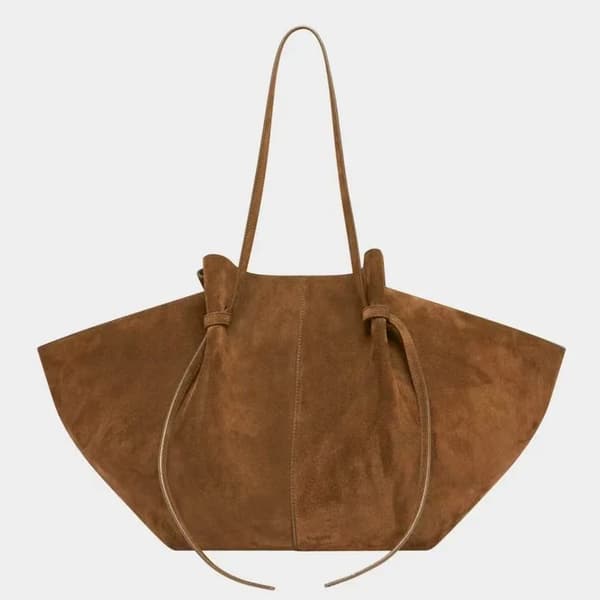 Faux Suede Tote-väska, Vintage Stil, Rymligt Inre, Mjukt Material,(30cmMax Längd50cm), ljusbrun