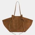 Miniatyrbild 2 av 2: Faux Suede Tote-väska, Vintage Stil, Rymligt Inre, Mjukt Material,(30cmMax Längd50cm), ljusbrun