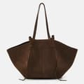 Miniatyrbild 2 av 2: Faux Suede Tote-väska, Axelväska, Avslappnad Tote, Vintage Stil,Kaffe, (30cmMax Längd50cm)