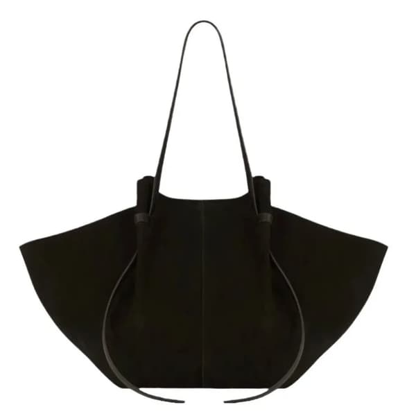 Faux Suede Tote-väska, Axelväska, Avslappnad Tote, Vintage Stil,svart, (30cmMax Längd50cm)
