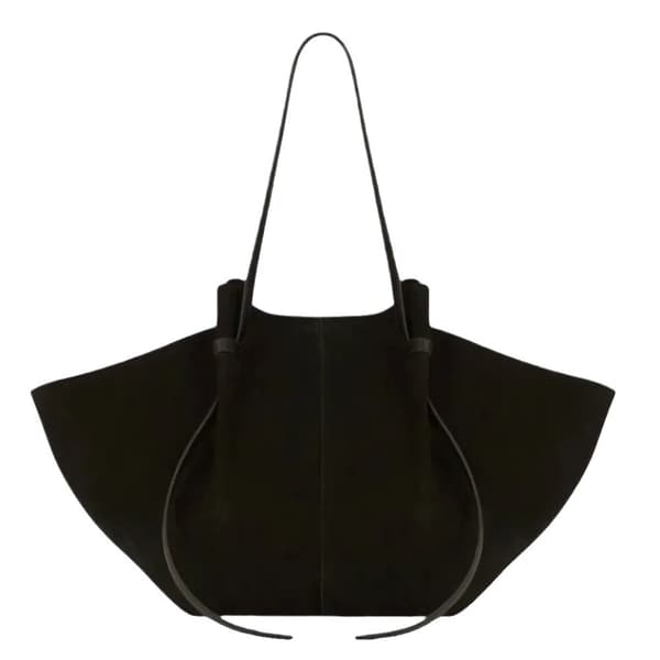 Faux Suede Tote-väska, Axelväska, Avslappnad Tote, Vintage Stil,svart, (30cmMax Längd50cm)