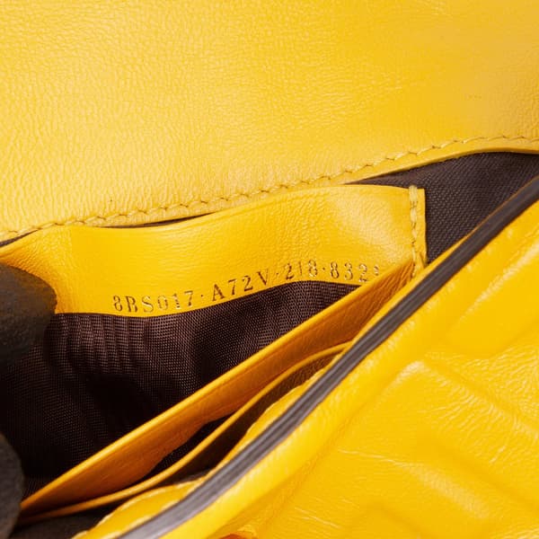 Pre-owned Fendi Mini Zucca Embossed Leather Baguette Satchel Yellow
