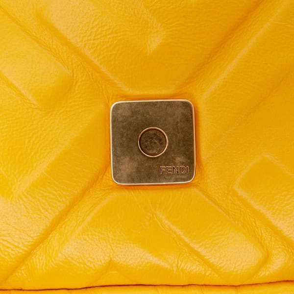 Pre-owned Fendi Mini Zucca Embossed Leather Baguette Satchel Yellow