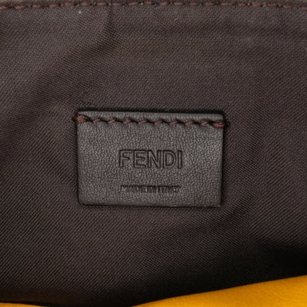 Pre-owned Fendi Mini Zucca Embossed Leather Baguette Satchel Yellow