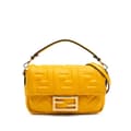 Miniatyrbillede 1 af 10: Pre-owned Fendi Mini Zucca Embossed Leather Baguette Satchel Yellow