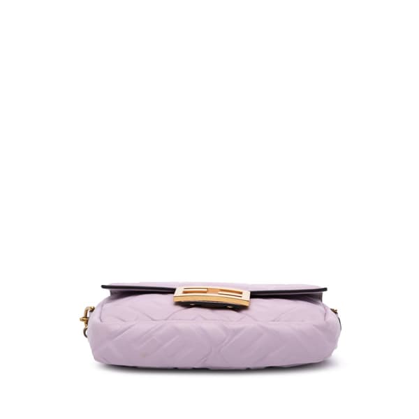 Pre-owned Fendi Mini Zucca Embossed Leather Baguette Satchel Purple