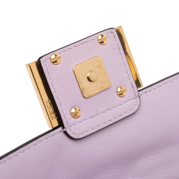 Pre-owned Fendi Mini Zucca Embossed Leather Baguette Satchel Purple