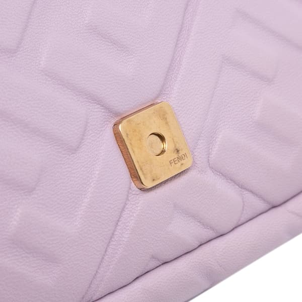 Pre-owned Fendi Mini Zucca Embossed Leather Baguette Satchel Purple