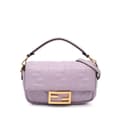 Miniatyrbillede 1 af 9: Pre-owned Fendi Mini Zucca Embossed Leather Baguette Satchel Purple