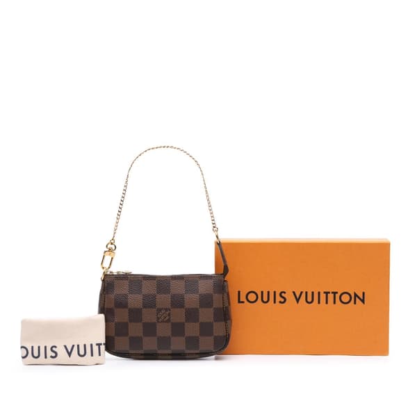 Pre-owned Louis Vuitton Damier Ebene Mini Pochette Accessoires Brown
