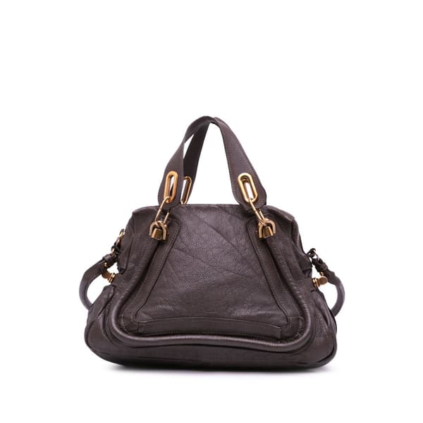 Pre-owned Chloé Small Pebbled Leather Paraty Satchel Brown
