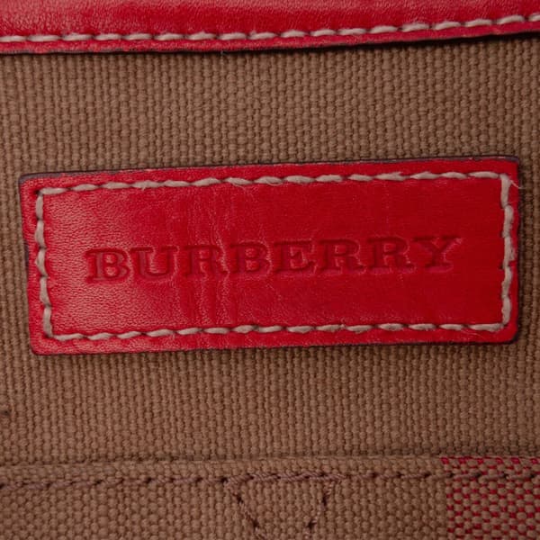 Pre-owned Burberry Mega Check Canvas Tottenham Brit Satchel Brown