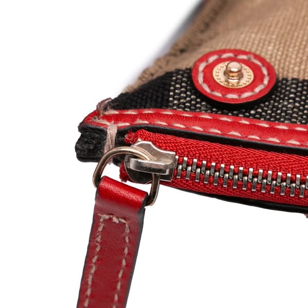 Pre-owned Burberry Mega Check Canvas Tottenham Brit Satchel Brown