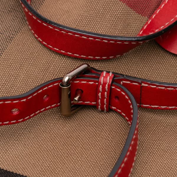 Pre-owned Burberry Mega Check Canvas Tottenham Brit Satchel Brown