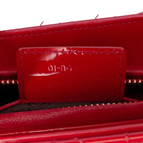 Pre-owned Dior Medium Patent Cannage Lady Dior Red