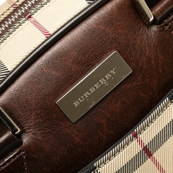 Pre-owned Burberry House Check Canvas Handbag Brown
