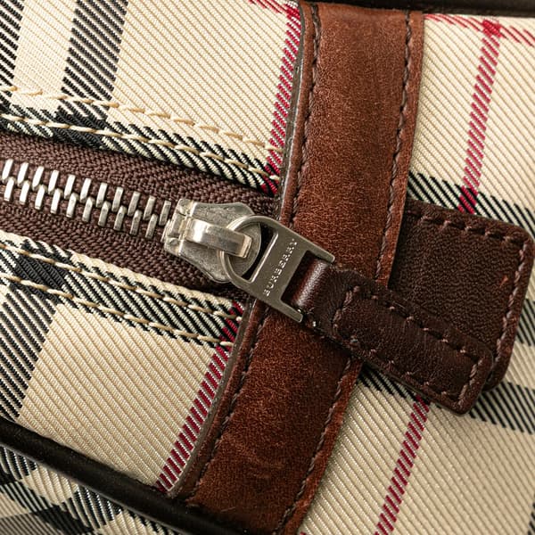 Pre-owned Burberry House Check Canvas Handbag Brown