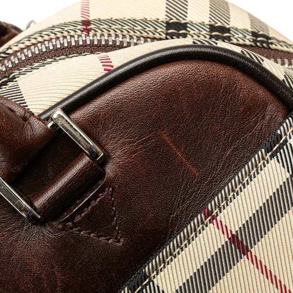 Pre-owned Burberry House Check Canvas Handbag Brown