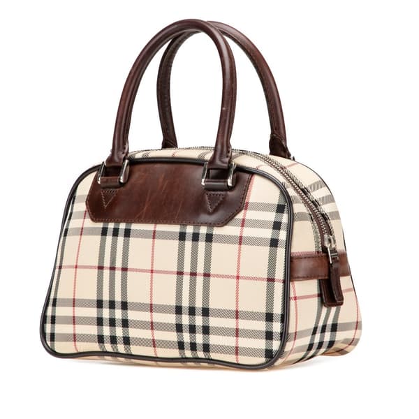 Pre-owned Burberry House Check Canvas Handbag Brown