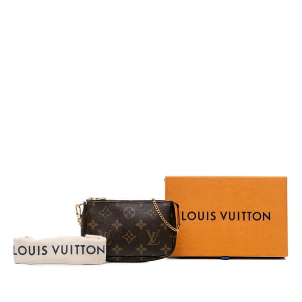 Pre-owned Louis Vuitton Monogram Mini Pochette Accessoires Brown