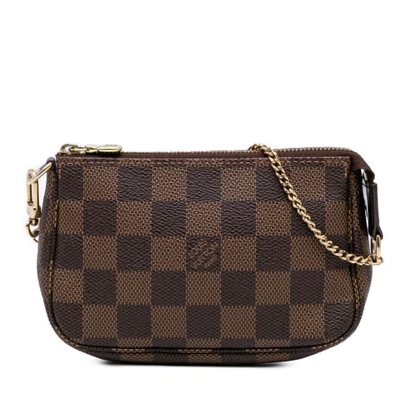 Pre-owned Louis Vuitton Damier Ebene Mini Pochette Accessoires Brown