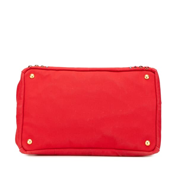 Pre-owned Prada Canvas Canapa Bijoux Satchel Red