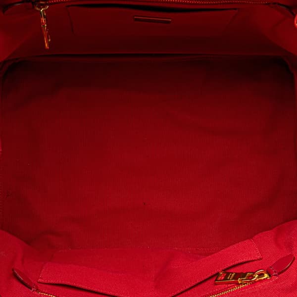 Pre-owned Prada Canvas Canapa Bijoux Satchel Red