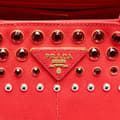 Miniatyrbilde 7 av 8: Pre-owned Prada Canvas Canapa Bijoux Satchel Red