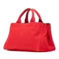 Miniatyrbilde 2 av 8: Pre-owned Prada Canvas Canapa Bijoux Satchel Red