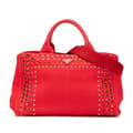 Miniatyrbilde 1 av 8: Pre-owned Prada Canvas Canapa Bijoux Satchel Red