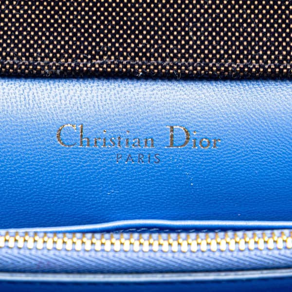 Pre-owned Dior Oblique Velvet Diorama Satchel Blue