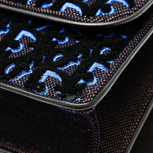 Pre-owned Dior Oblique Velvet Diorama Satchel Blue