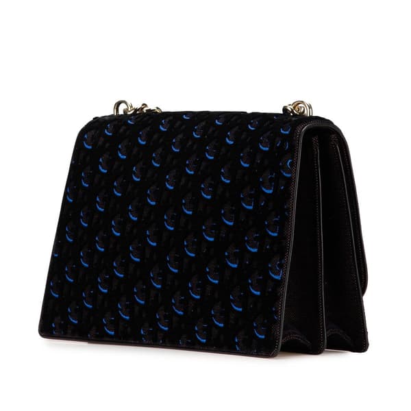 Pre-owned Dior Oblique Velvet Diorama Satchel Blue
