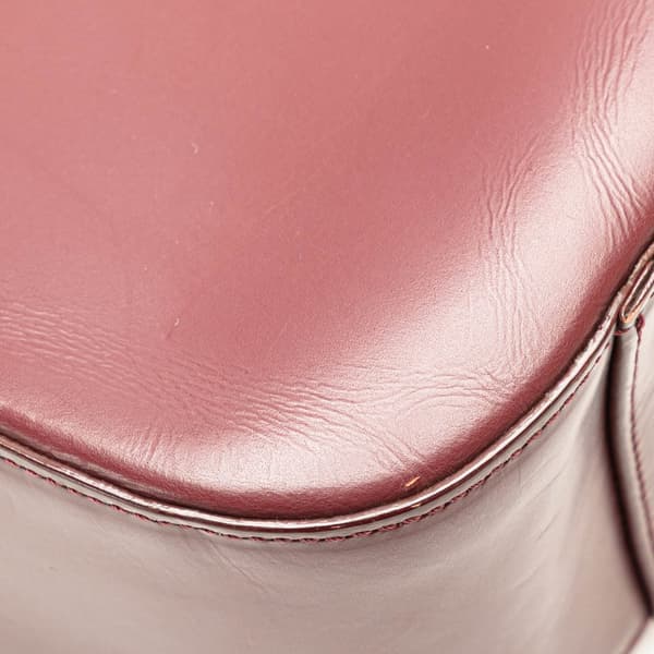 Pre-owned Burberry House Check Trimmed Leather Handbag Red