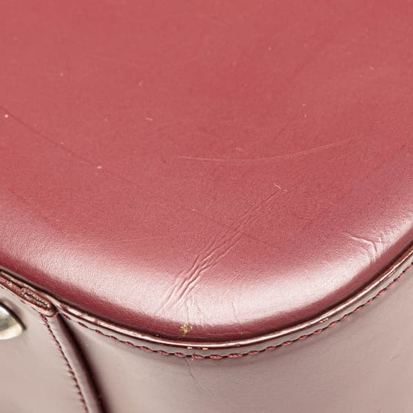 Pre-owned Burberry House Check Trimmed Leather Handbag Red