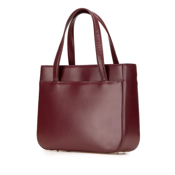 Pre-owned Burberry House Check Trimmed Leather Handbag Red
