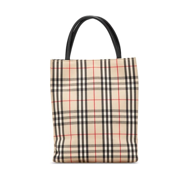 Pre-owned Burberry House Check Canvas Handbag Brown