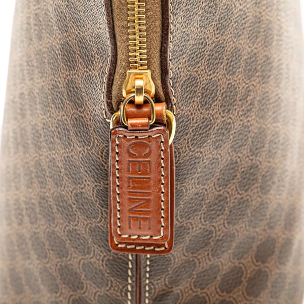 Pre-owned Celine Macadam Coated Canvas Dome Satchel Brown