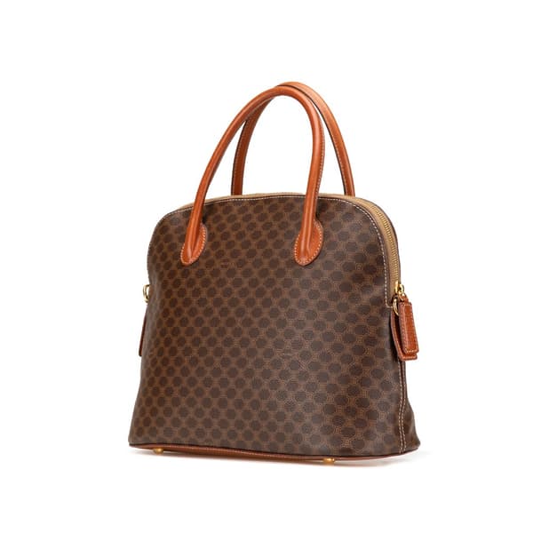 Pre-owned Celine Macadam Coated Canvas Dome Satchel Brown