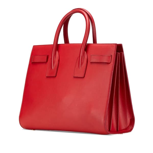 Pre-owned Saint Laurent Small Leather Sac De Jour Satchel Red