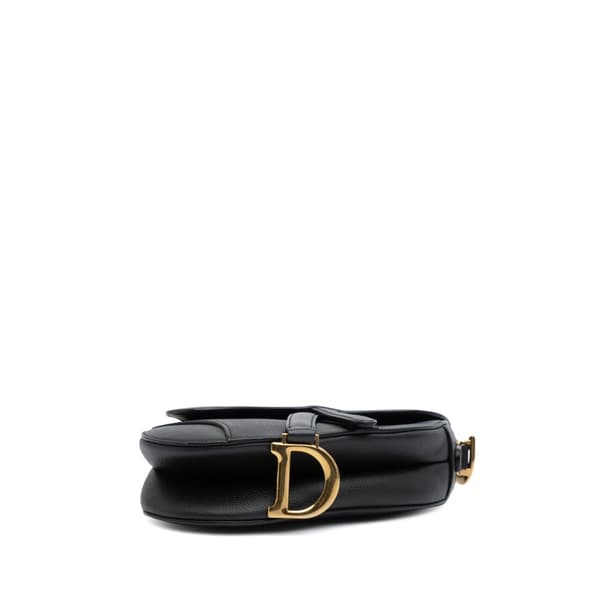 Pre-owned Dior Mini Grained Calfskin Saddle Black