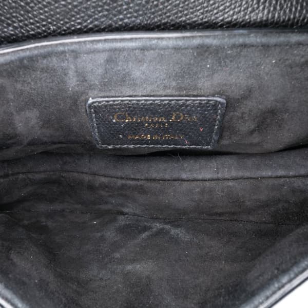 Pre-owned Dior Mini Grained Calfskin Saddle Black