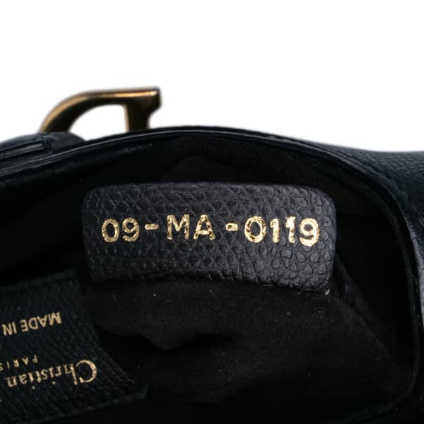 Pre-owned Dior Mini Grained Calfskin Saddle Black
