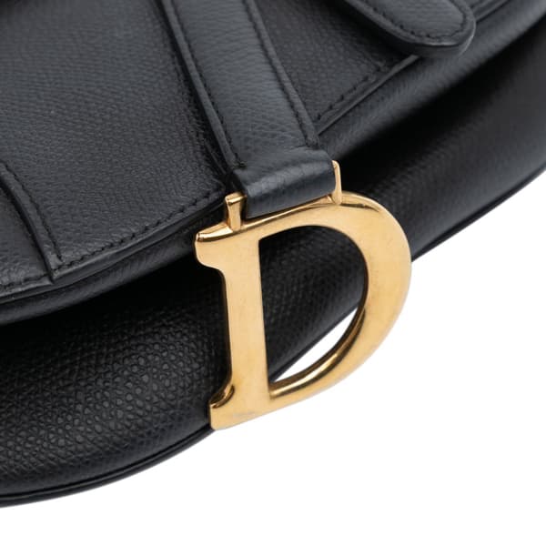 Pre-owned Dior Mini Grained Calfskin Saddle Black