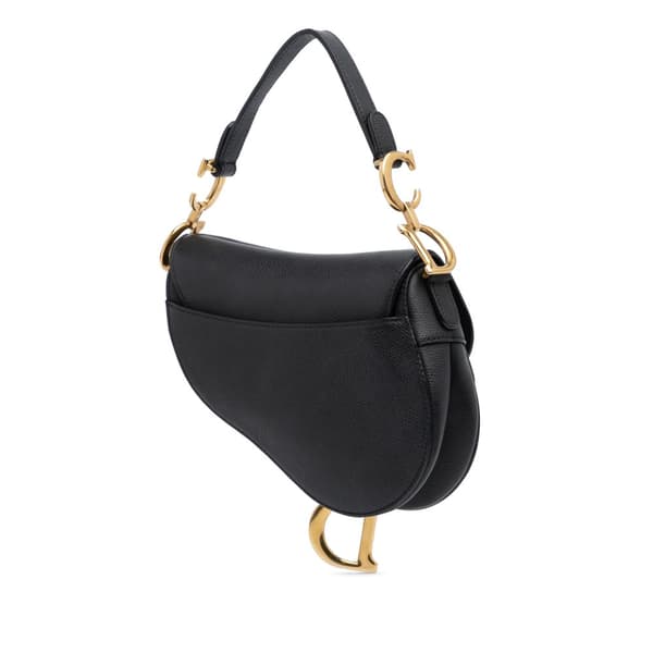Pre-owned Dior Mini Grained Calfskin Saddle Black
