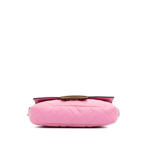 Pre-owned Fendi Mini Zucca Embossed Leather Baguette Satchel Pink