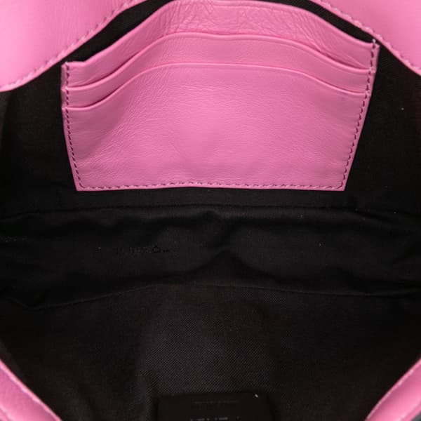 Pre-owned Fendi Mini Zucca Embossed Leather Baguette Satchel Pink